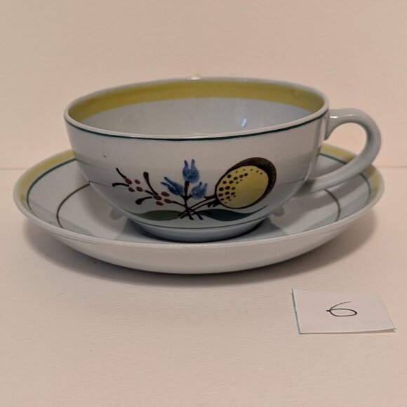 Vintage Handpainted Arabia Finland Windflower Teacup and Saucer with Flaw - Picture 1 of 11
